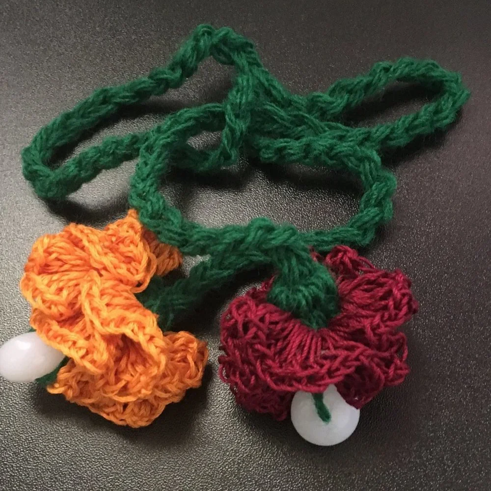 3 Handmade Flowers, crochet centerpiece decor